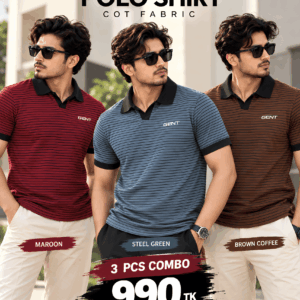 3 Pcs China Fabric Cuban Polo Combo (PS14)